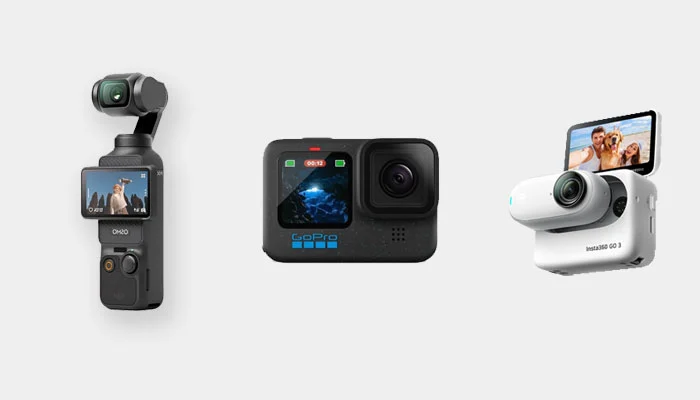Comparativo entre DJI Osmo Pocket 3, GoPro Hero 12 e Insta360 Go 3 para vlogging