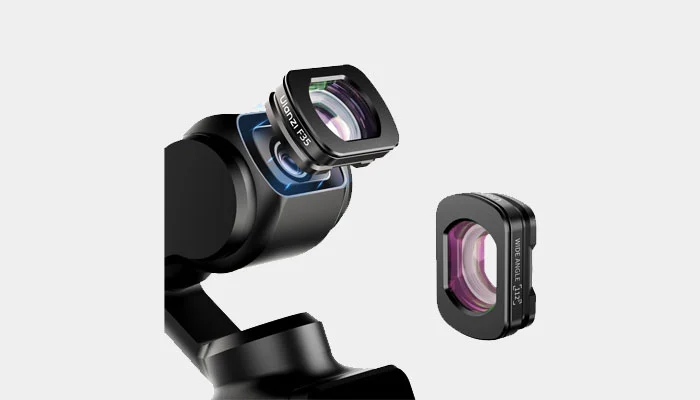 Lente grande angular Freewell expandindo o campo de visão da Osmo Pocket 3