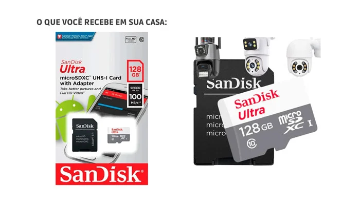 Fotografia de um cartão microSD da série 'Endurance' de uma marca renomada (ex: SanDisk High Endurance), com foco na embalagem que destaca sua durabilidade para vigilância