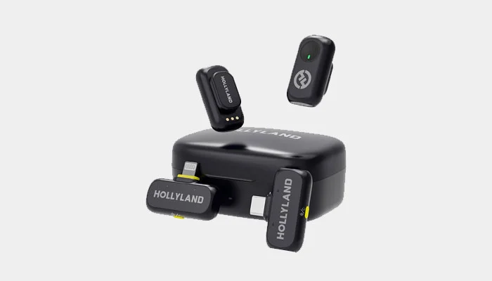 Hollyland LARK A1 Combo – Microfone Sem Fio Mini para iPhone e Android (2TX + USB-C RX + Lightning RX + Case de Carregamento), Microfone Magnético para YouTube, TikTok, Podcast e Vlogs (Preto)