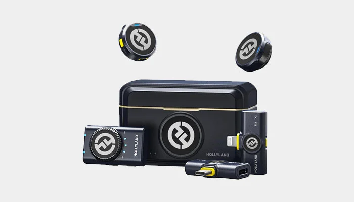 Hollyland Lark M2 Microfone de Lapela sem Fio(2TX+3RX), Transmissão Sem Fio de 1000ft, Cancelamento de Ruído, 40 H Tempo de Trabalho, Compatível com Camera, iPhone, Android, PC ao Vivo-Preto