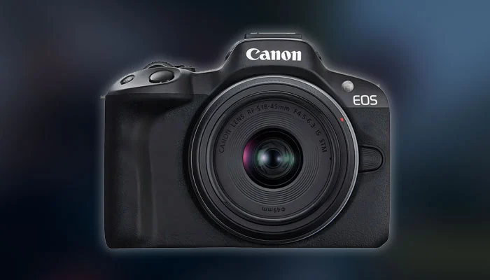 Câmera Canon EOS R50 com lente 18-45mm para iniciantes em fotografia