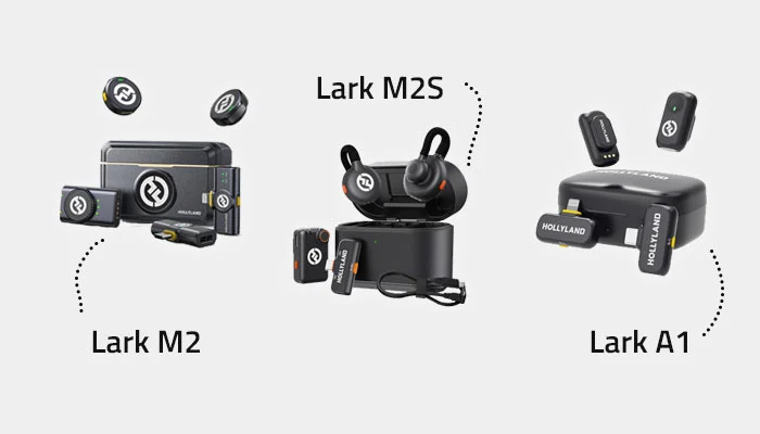 Comparação entre microfones Hollyland Lark M2, M2S e A1 para criadores de conteúdo