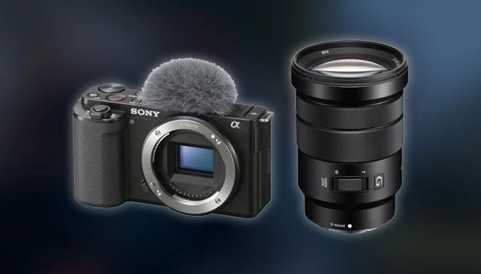Sony ZV-E10 com lente Sony 18-105mm f/4 G OSS para vlogging