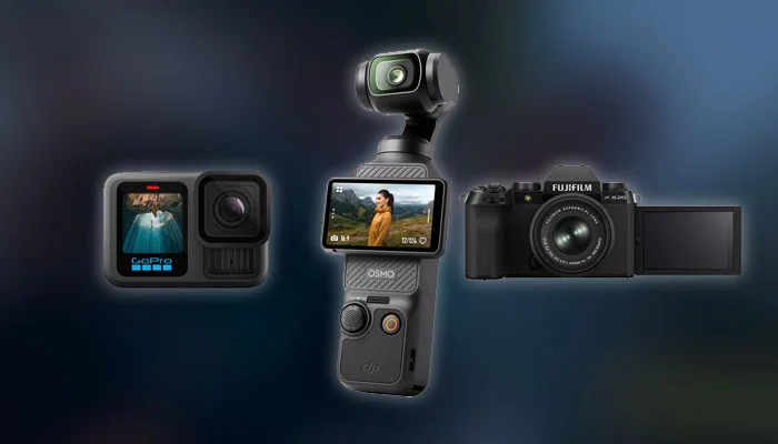 As 5 melhores câmeras para vlog: Sony ZV-E10, DJI Osmo Pocket 3, Canon M50 Mark II, GoPro Hero13 Black, Fujifilm X-S20